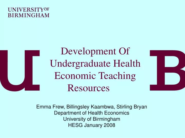 development of undergraduate health economic teaching resources