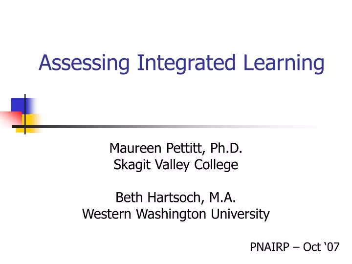 assessing integrated learning