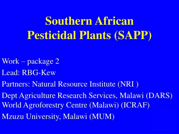 southern african pesticidal plants sapp