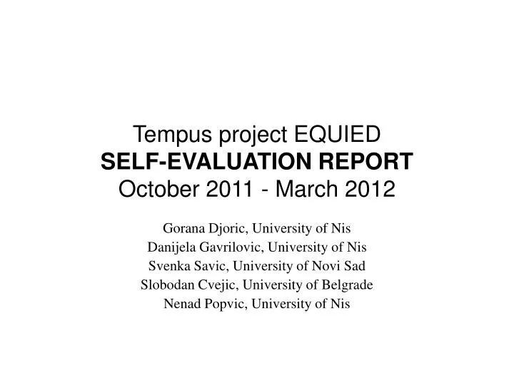 tempus project equied self evaluation report october 2011 march 2012