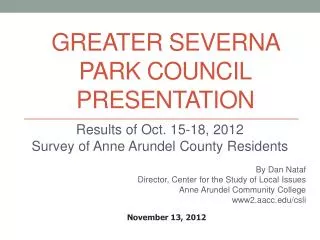 Greater Severna Park Council Presentation