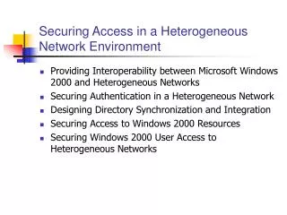 Securing Access in a Heterogeneous Network Environment