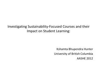 Investigating Sustainability-Focused Courses and their Impact on Student Learning: