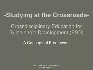 Crossdisciplinary Education for Sustainable Development (ESD)