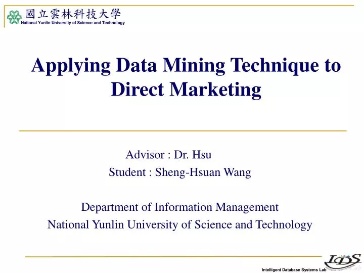 applying data mining technique to direct marketing
