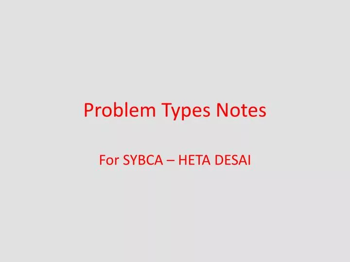 problem types notes