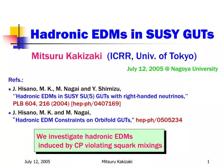 hadronic edms in susy guts
