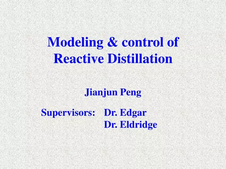 modeling control of reactive distillation