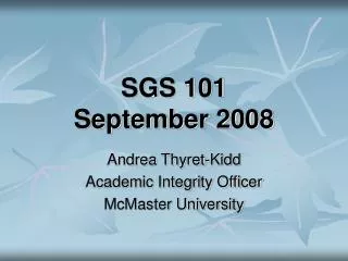 SGS 101 September 2008