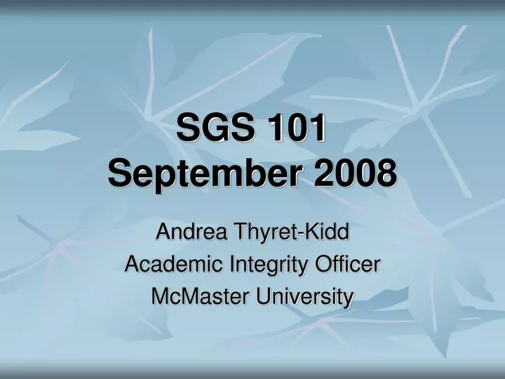 sgs 101 september 2008
