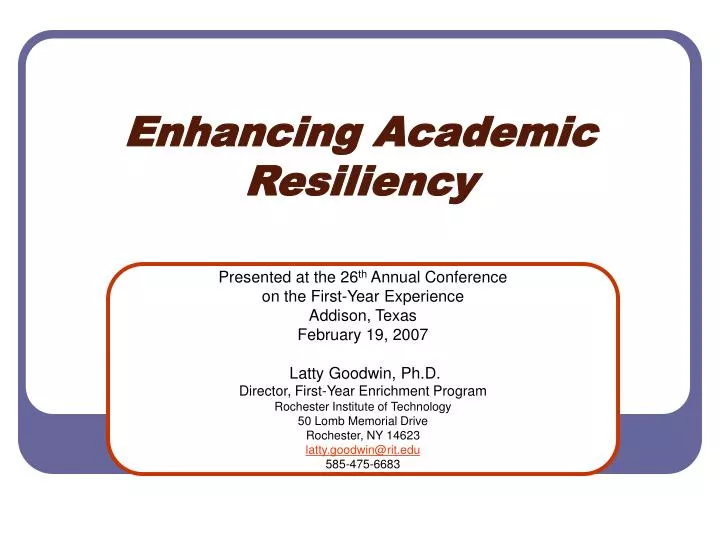 enhancing academic resiliency