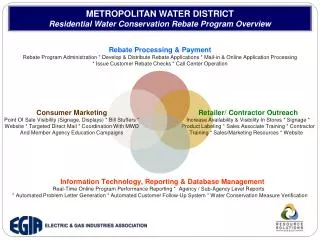 METROPOLITAN WATER DISTRICT Residential Water Conservation Rebate Program Overview