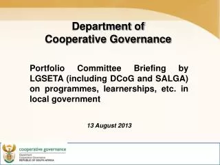 Department of Cooperative Governance