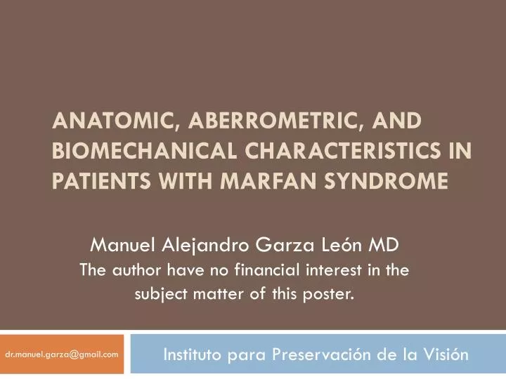 anatomic aberrometric and biomechanical characteristics in patients with marfan syndrome