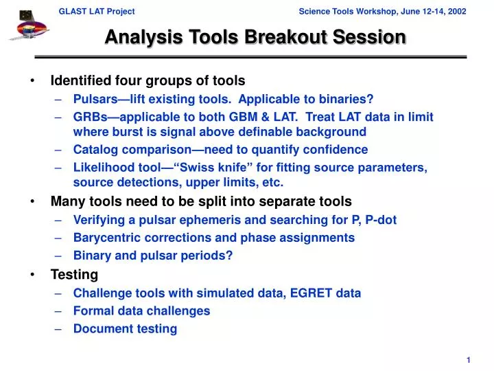 analysis tools breakout session