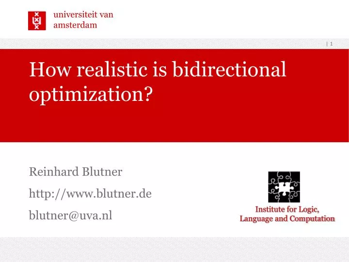 how realistic is bidirectional optimization