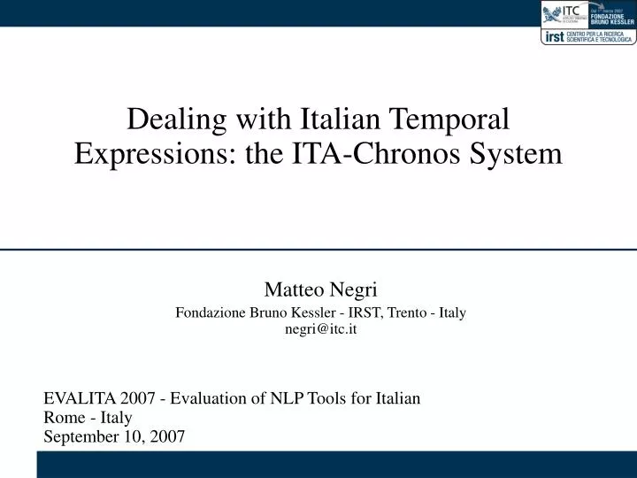 dealing with italian temporal expressions the ita chronos system