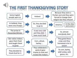 THE FIRST THANKSGIVING STORY