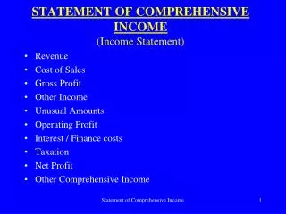 STATEMENT OF COMPREHENSIVE INCOME