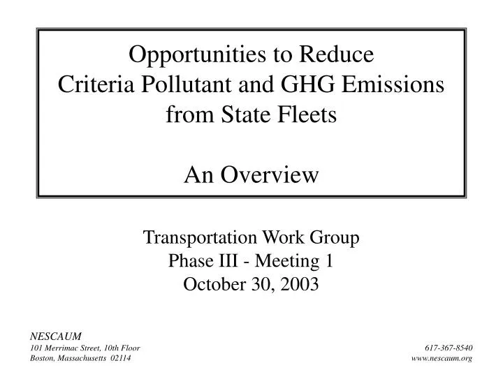 opportunities to reduce criteria pollutant and ghg emissions from state fleets an overview