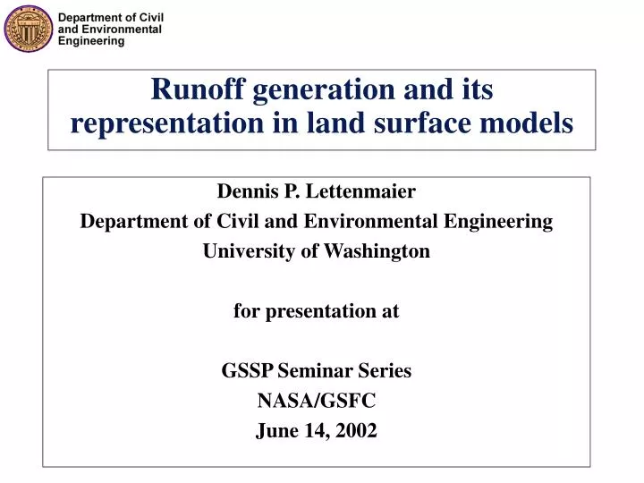 runoff generation and its representation in land surface models