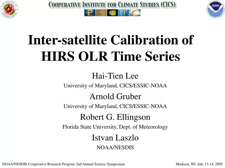 inter satellite calibration of hirs olr time series
