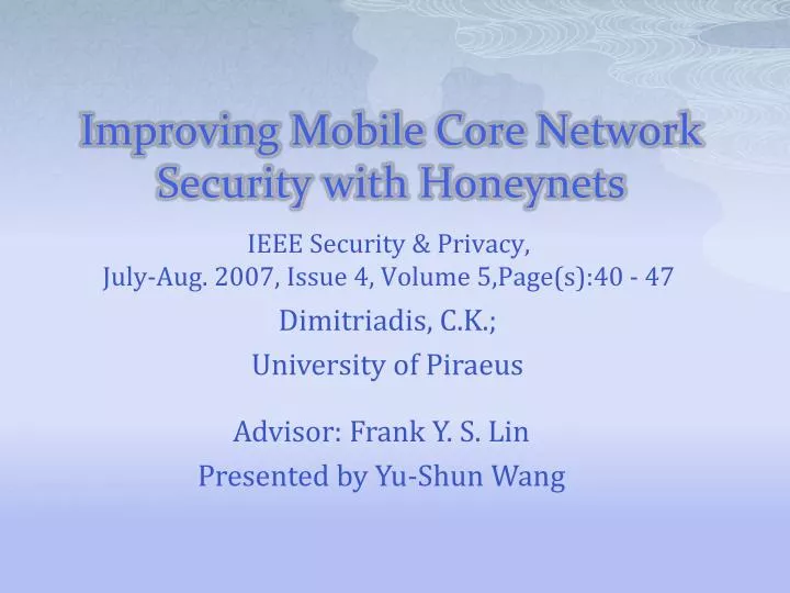 improving mobile core network security with honeynets
