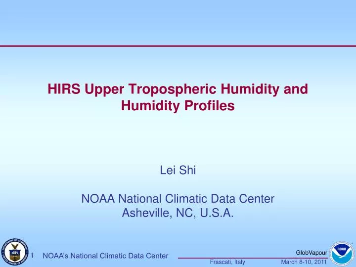 hirs upper tropospheric humidity and humidity profiles