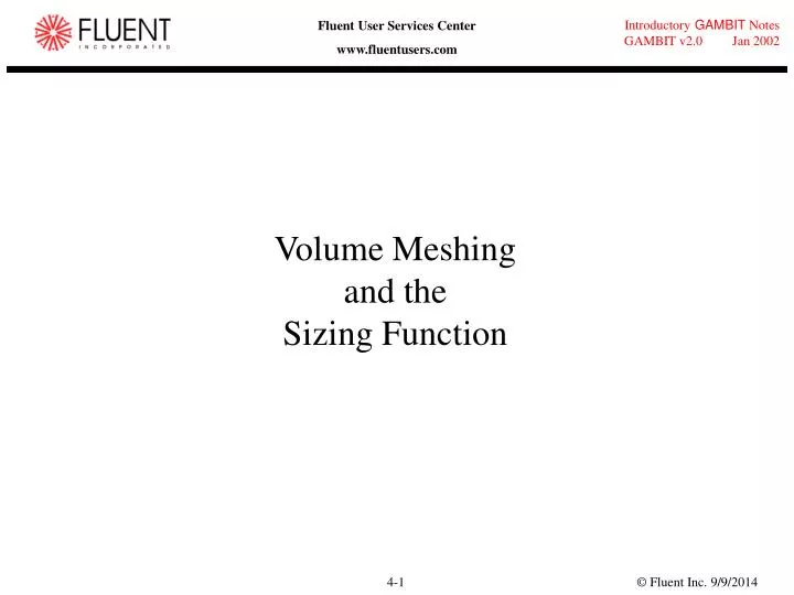 volume meshing and the sizing function