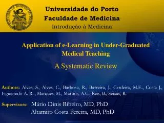 Application of e-Learning in Under-Graduated Medical Teaching A Systematic Review