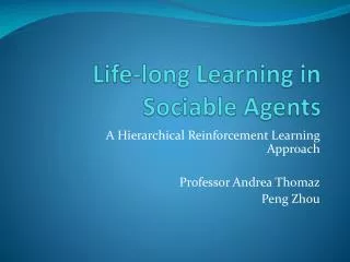 life long learning in sociable agents