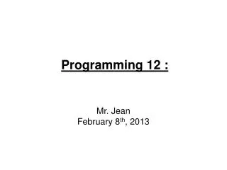 Programming 12 :