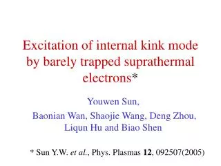 Excitation of internal kink mode by barely trapped suprathermal electrons *