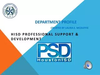 Department Profile Created by Laura E. McDuffie