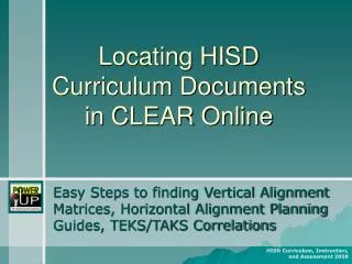 Locating HISD Curriculum Documents in CLEAR Online
