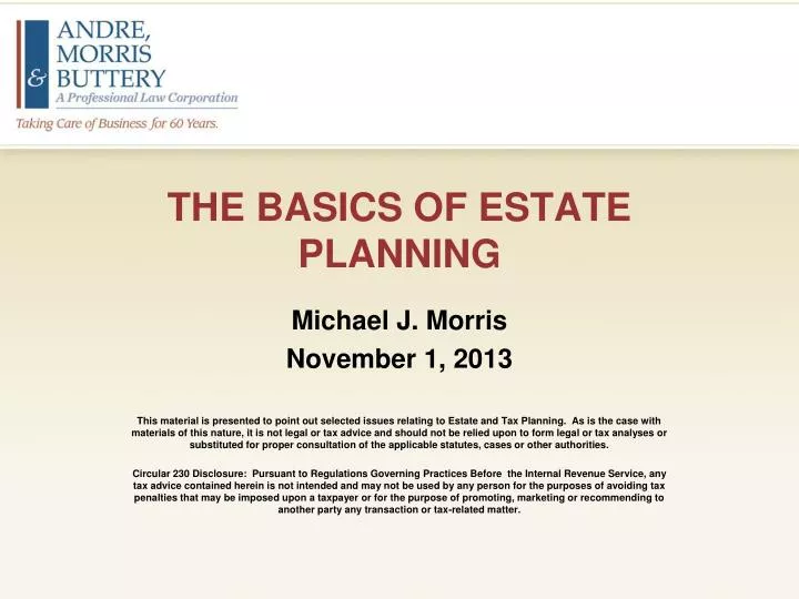 the basics of estate planning