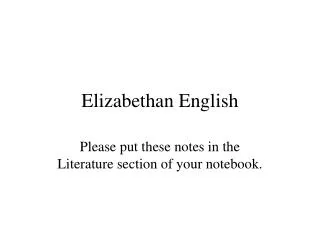 Elizabethan English