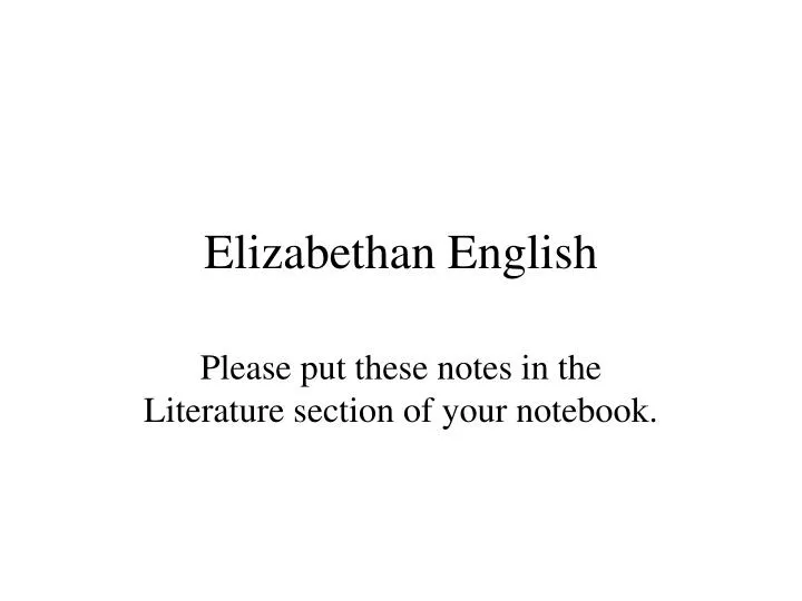 elizabethan english