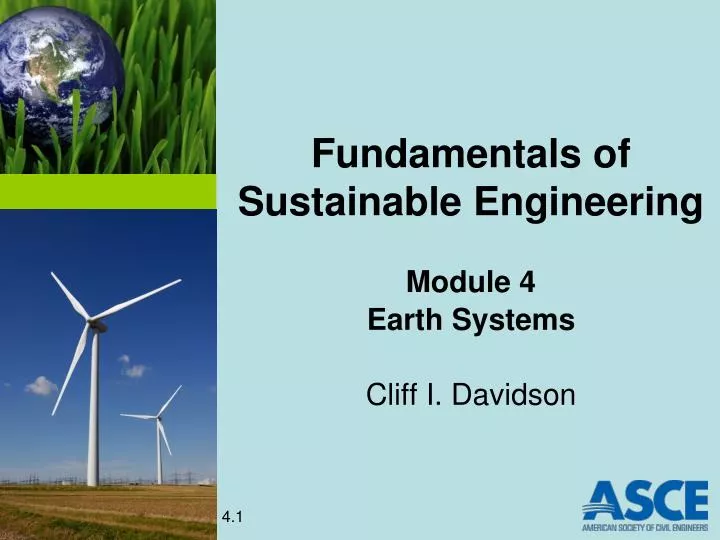 fundamentals of sustainable engineering module 4 earth systems cliff i davidson