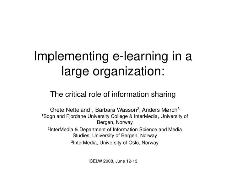 implementing e learning in a large organization