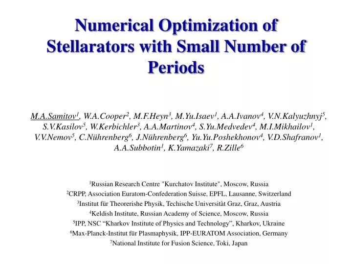 numerical optimization of stellarators with small number of periods