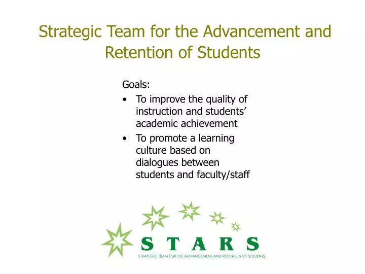 strategic team for the advancement and retention of students