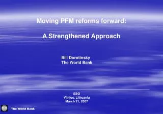 Moving PFM reforms forward: A Strengthened Approach