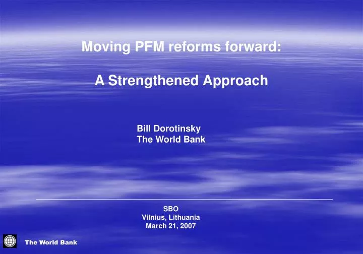 moving pfm reforms forward a strengthened approach
