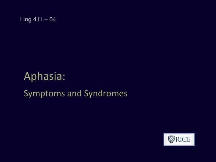 aphasia symptoms and syndromes