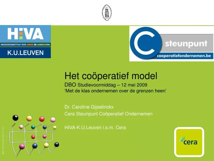 het co peratief model dbo studievoormiddag 12 mei 2009 met de klas ondernemen over de grenzen heen