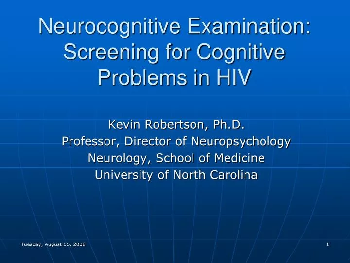 neurocognitive examination screening for cognitive problems in hiv