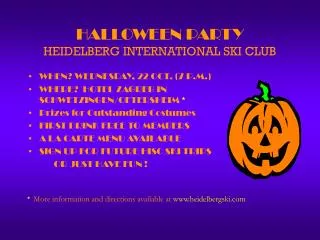 HALLOWEEN PARTY HEIDELBERG INTERNATIONAL SKI CLUB