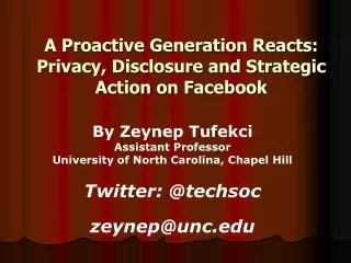 A Proactive Generation Reacts: Privacy, Disclosure and Strategic Action on Facebook