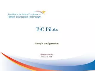 ToC Pilots Sample configuration